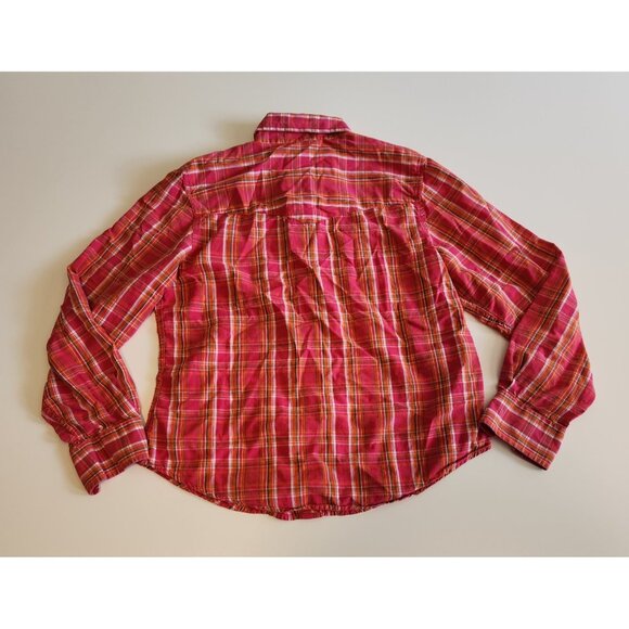 Crazy Cowgirl Shirt Button Up Red Plaid Western Long Sleeve Cotton Womens Medium - Picture 6 of 9